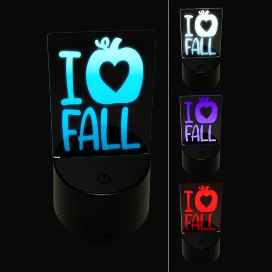 I Heart Love Pumpkin Fall 3D Illusion LED Night Light Sign Nightstand Desk Lamp {1}
