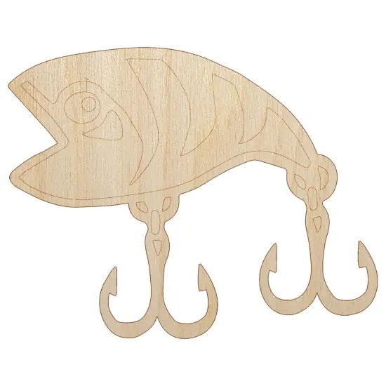 Plug Crankbait Fishing Lure Bait Hooks Unfinished Wood Shape Piece Cutout for DIY Craft Projects {7}