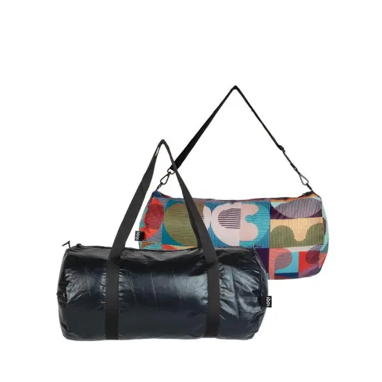 LOQI Metallic Weekender Reversible Bag, Matt Black, One Size {3}