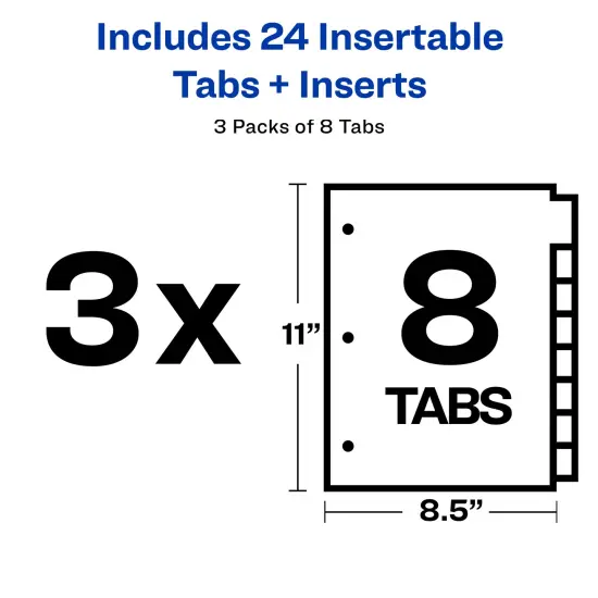 Avery Big Tab Insertable Plastic Dividers, 8 Tabs, 3 Sets of 11901 {5}