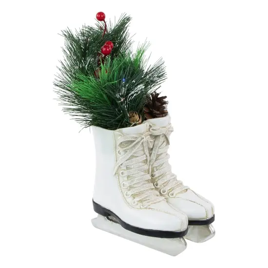 Northlight LED Lighted Ice Skates with Floral Arrangement Christmas Decoration - 12" White {1}