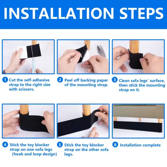 32.8 Feet Under Sofa Toy Blocker,Adjustable Gap Bumper,Sectional Connectors for Sliding Sofas,Bumper Guard for Avoid Things Sliding Under Couch & Furniture(Include 19.6" Adhesive Mounting Strap) {3}