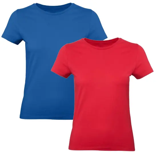 2 Pack: RADYAN&reg; - Women Ringspun Cotton Crewneck T-Shirts White burgundy {4}