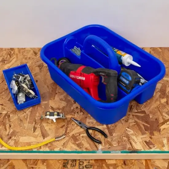 Plastic Tote Tool & Supply Cleaning Caddy with Handle, (18-3/8-Inch x 13-7/8-Inch x 9-Inch), Blue (09185BLUE) {6}