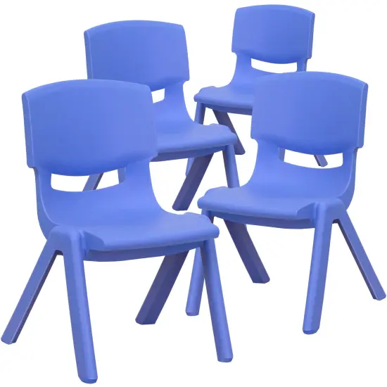 Emma and Oliver 4 Pack Plastic Stackable Pre-K/School Chairs with 10.5"H Seat Natural {8}