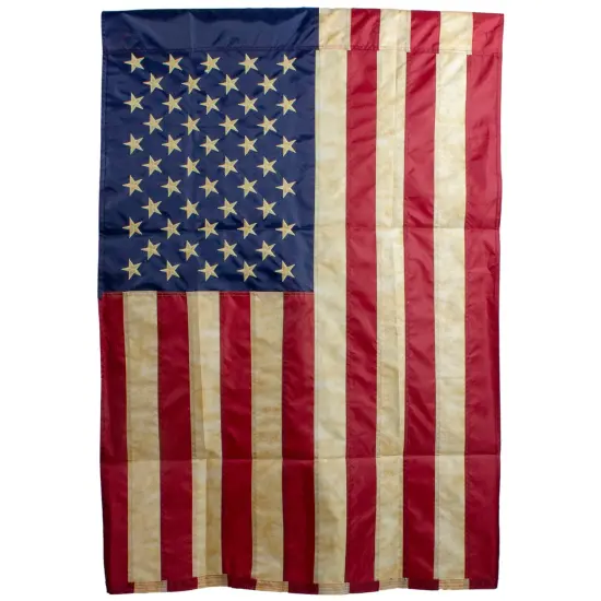 Northlight Embroidered Tea-Stained Patriotic House Flag - 40" x 28" Red {3}