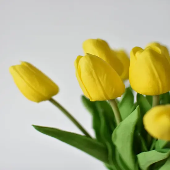 13.5" Faux Real Touch Yellow Tulip Bundle : 12 Stems {2}