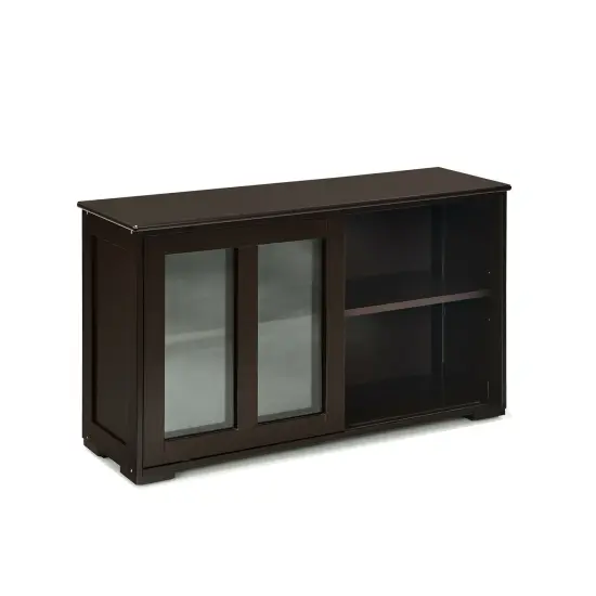 Sideboard Buffet Cupboard Storage Cabinet with Sliding Door Brown {3}