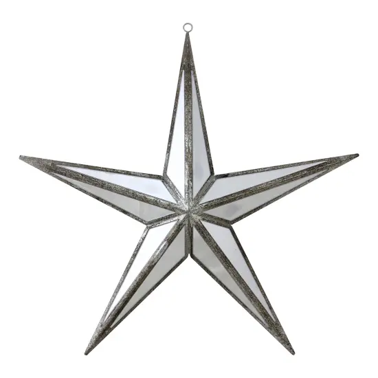 Northlight 11" White and Silver Mirrored 5-Point Star Christmas Ornament {1}