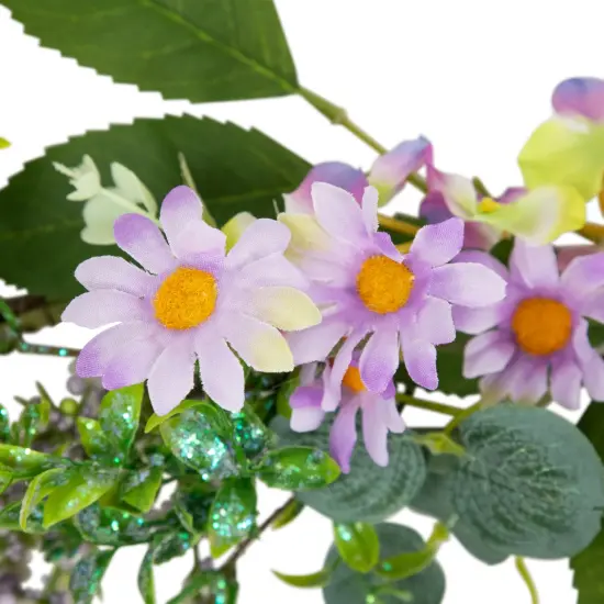 Northlight Daisy and Mixed Foliage Floral Spring Garland - 5' - Purple Green {5}