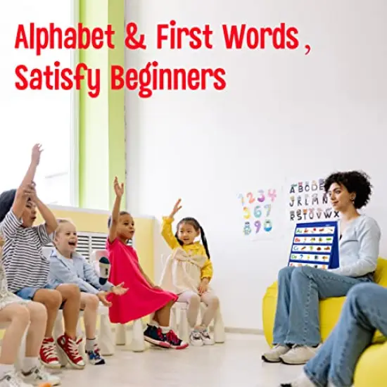 Desktop Pocket Chart, 120 Dry-Erase Double Sided Cards Includes 26 Letters with Images and 120 First Words, Self-Standing Tabletop Pocket Chart for Kids Teacher Classroom Home Use (13 X 12inch) {2}