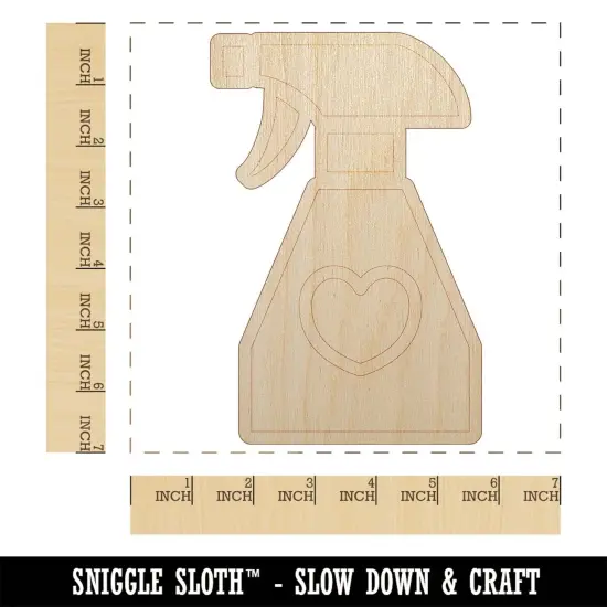 Spray Bottle with Heart Unfinished Wood Shape Piece Cutout for DIY Craft Projects {1}
