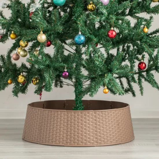 Large Rattan Collar Tree Skirt Brown {4}