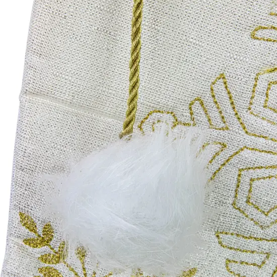Northlight 20" Cream with Gold Snowflakes Christmas Stocking with Faux Fur Cuff White {7}