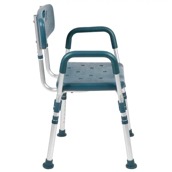 Emma and Oliver 300 Lb. Capacity Quick Release Back & Arm Shower Chair Navy {5}