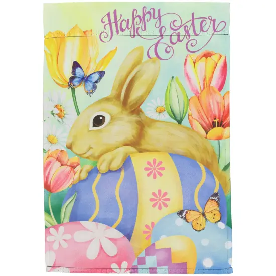 Northlight Bunny and Butterflies "Happy Easter" Outdoor Garden Flag - 18" x 12.5" Green {1}