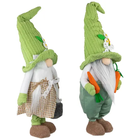 Northlight Gardening Gnomes Easter Figurines - 15" - Green and White - Set of 2 {5}