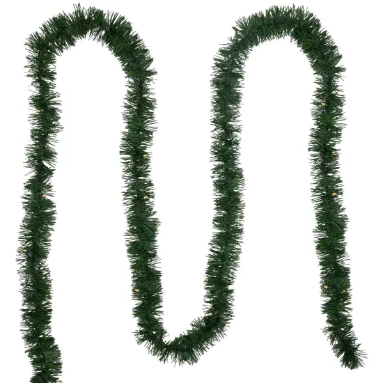 Northlight Pre-Lit LED Battery Operated Pine Christmas Garland - 18' x 3" - Warm White Lights Green {4}