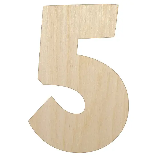 Number 5 Five Fun Bold Font Unfinished Wood Shape Piece Cutout for DIY Craft Projects {1}