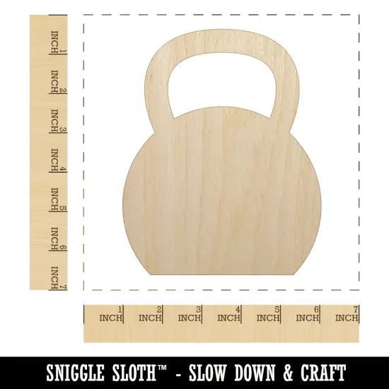 Kettlebell Weight Solid Unfinished Wood Shape Piece Cutout for DIY Craft Projects {1}