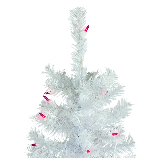 Northlight Pre-Lit Pencil Woodbury White Pine Artificial Christmas Tree - 6.5' - Pink Lights {4}