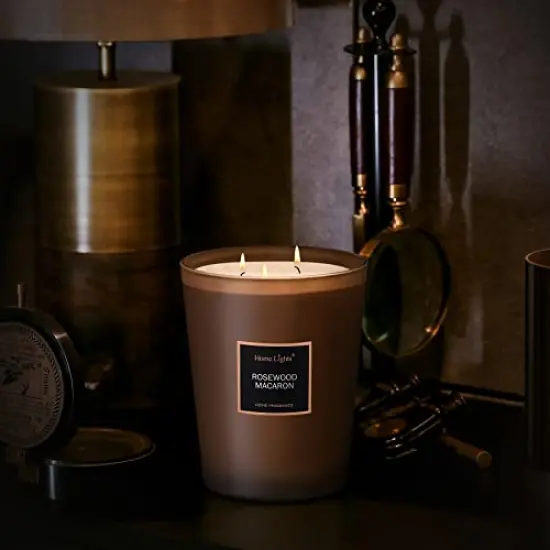 Scented Candles | Large Jar Candle - 33.3 Oz. Natural Soy Aromatherapy Candles | Up to 70 Hours Burn Time with 3 Cotton Wicks, Home Decorative Fragrance Candles - Rosewood Macaron {1}