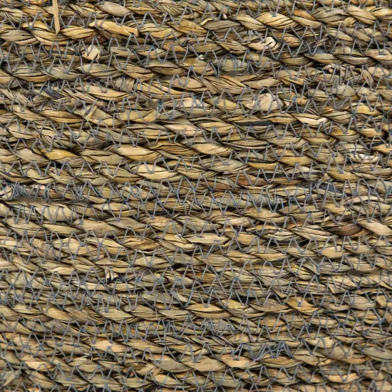 Northlight Set of 3 Dark Brown Round Seagrass Storage Baskets with Braided Handles 13.5" {7}