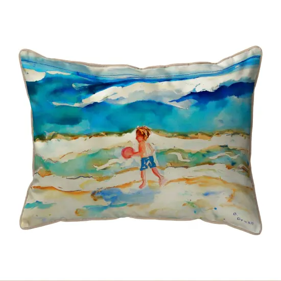 Betsy Drake Boy and Beach Ball Extra Large 20 X 24 Indoor / Outdoor Pillow {1}
