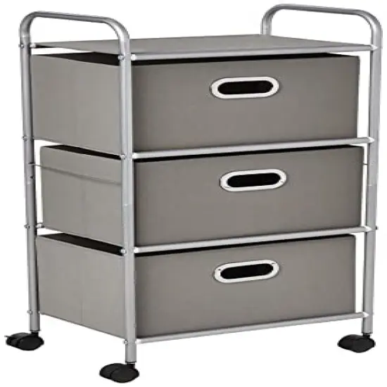 3 Drawer Rolling Cart - Gray CRT-06248 Grey 11.5 in L x 16.125 in W x 35.5 in H (29.2 cm L x 41 cm W x 90.2 cm H) {2}