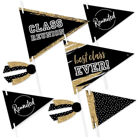 Big Dot of Happiness Reunited - Triangle School Class Reunion Party Photo Props - Pennant Flag Centerpieces - Set of 20 {1}