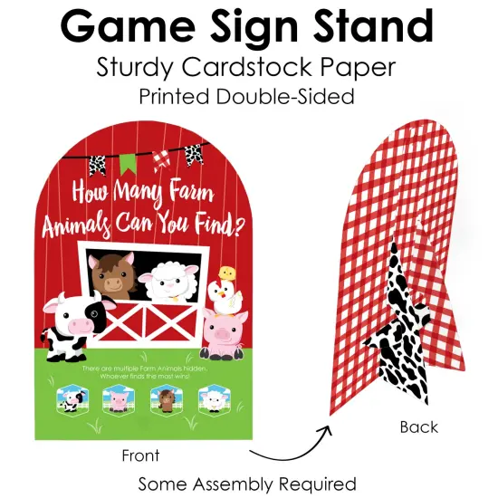 Big Dot of Happiness Farm Animals - Barnyard Baby Shower or Birthday Party Scavenger Hunt - 1 Stand and 48 Game Pieces - Hide and Find Game {7}