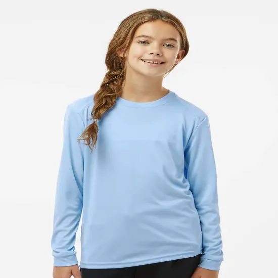 Paragon&reg; Youth Long Islander Performance Long Sleeve T-Shirt Aqua blue {5}