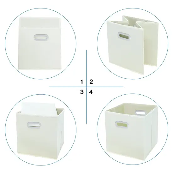 3 Pieces Fabric Storage Bins Cubes Baskets Containers-(11X11X11) with Dual Handles Cube Storage Organizer Bins for Shelf Closet, Bedroom Organizers, Foldable (Creamy- White ) {1}