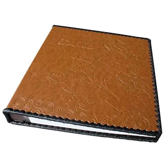 Photo Album Book, Family Album, Leather Cover, Holds 3x5, 4x6, 5x7, 6x8, 8x10 Photos (Brown) {6}