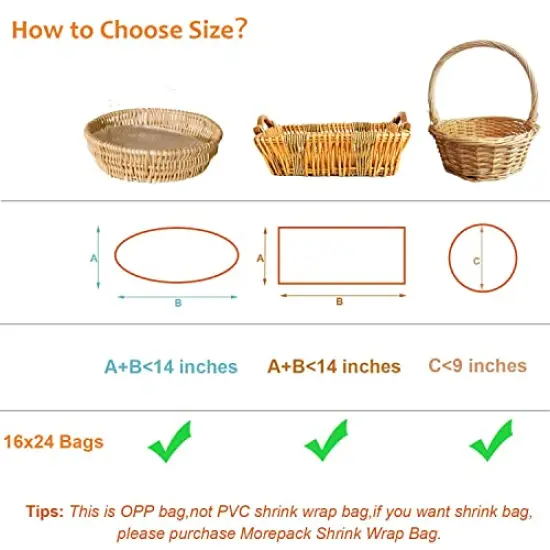 16x24Inches Cellophane Bags for Gift Baskets,Clear Cellophane Basket Bags 5Pieces {2}