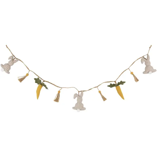 Northlight Plush Rabbit and Carrot Twine Easter Garland -3.5' Beige {1}