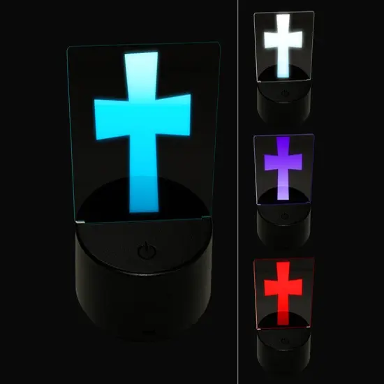 Cross Angled Christian Church Religion 3D Illusion LED Night Light Sign Nightstand Desk Lamp {1}