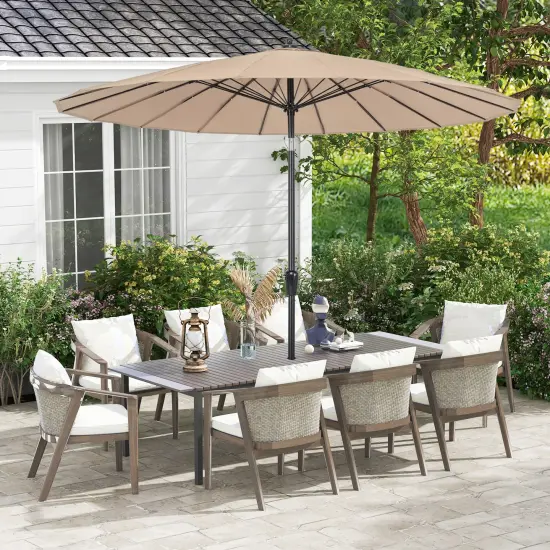 9 Feet Round Patio Umbrella With 18 Fiberglass Ribs Tan {2}