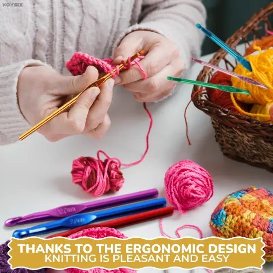 14 Pieces Crochet Hook Knitting Needle Set - Crochet Needles for Crocheting Yarn Clover Crochet Hooks Crochet Accessories (2-10mm) - Adults Craft Supplies and Tools Clover Crochet Hooks {5}