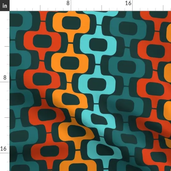Various Fabrics by the Yard or Fat Quarter Retro Mcm Mod Squares Bold Geometric Orange Red Custom Printed Fabric by Spoonflower {2}