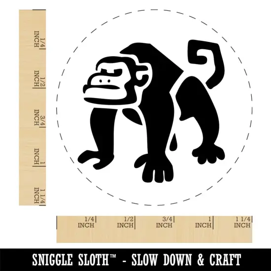 Grumpy Monkey with Curly Tail Self-Inking Rubber Stamp Ink Stamper for Stamping Crafting Planners Black {1}