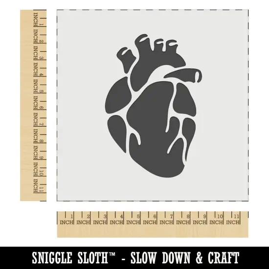 Realistic Heart Four Chambers Anatomy Biology Love Science Wall Cookie DIY Craft Reusable Stencil {1}