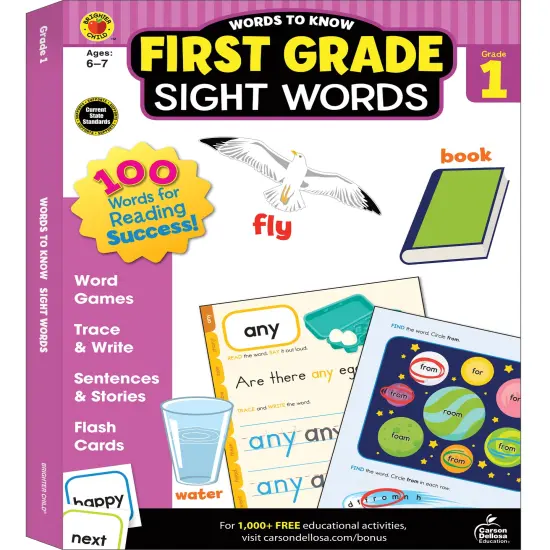 Carson Dellosa Words to Know 1st Grade Workbook, Phonics Book With 100 Sight Words, Stories, Games, Flash Cards, Tracing and Writing Practice, and More, Classroom or Homeschool Curriculum {1}