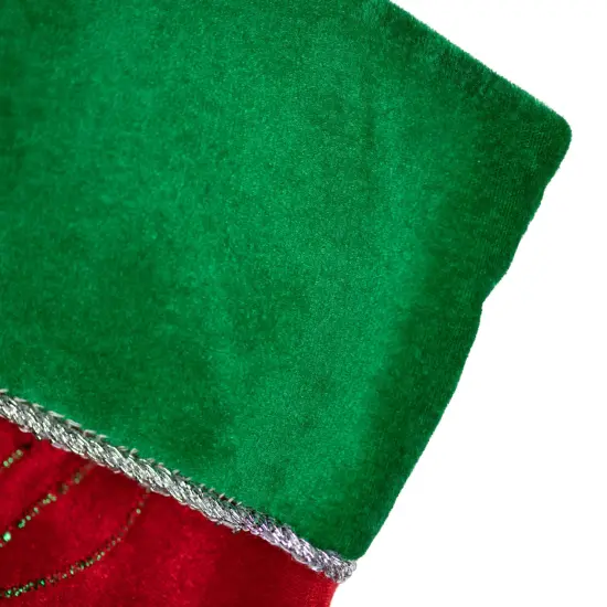 Northlight 19.5" Red Velveteen Fishing Themed Christmas Stocking with Green Cuff {4}