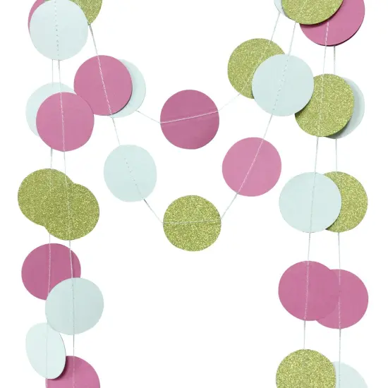 Wrapables 13ft Paper Circle Dot Garland Party Decorations (Set of 2) White/Pink/Gold {3}
