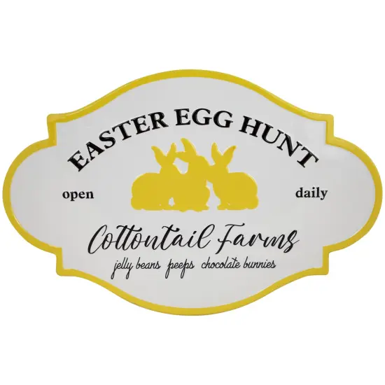Northlight Easter Egg Hunt Vintage-Style Metal Wall Sign - 17.75" White {1}