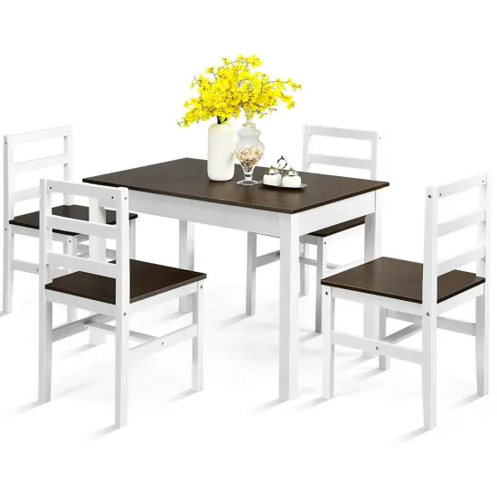 5 Pieces Solid Wood Compact Kitchen Dining Set {4}