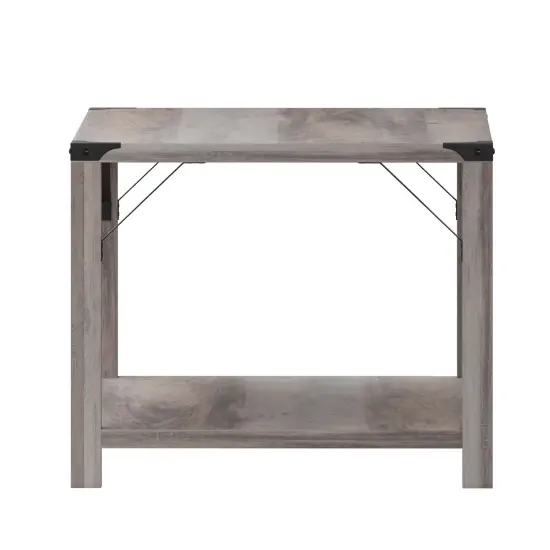 Merrick Lane Green River Modern Farmhouse Engineered Wood Coffee Table and Powder Coated Steel Accents Gray Wash {4}