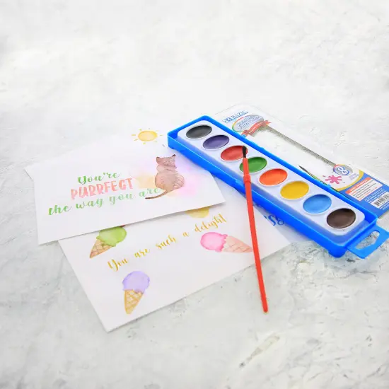 BAZIC Semi Moist Watercolor w/ Brush 8 Ct. {3}