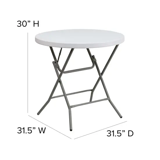 Emma and Oliver 2.63-Foot Round Plastic Folding Table Granite White {5}